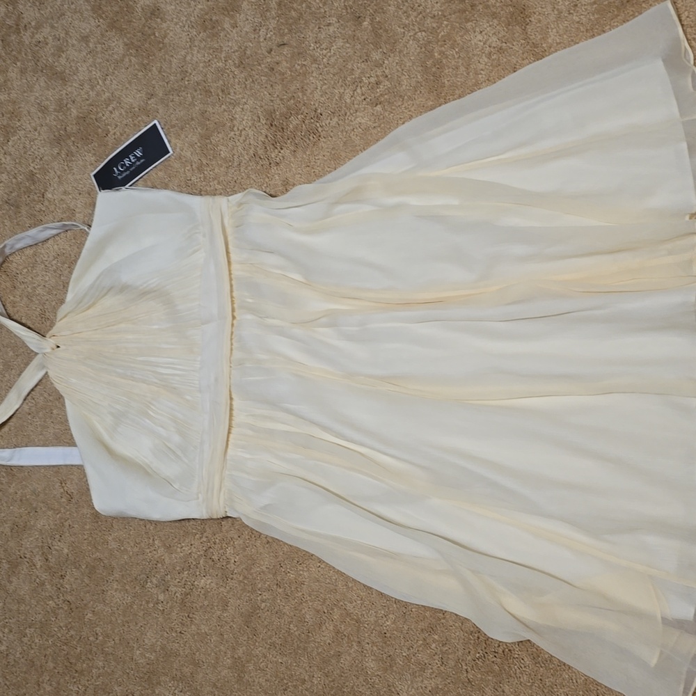 J.CREW $250 SILK CHIFFON SINCLAIR DRESS 12 CHAMPAGNE BRIDESMAID PARTY 49388 NWT